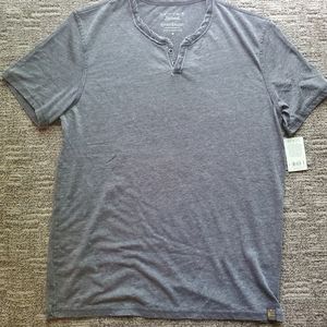 Lucky Brand Venice Burnout Men's M Henley Black T-Shirt - V-Neck, Short Sleeve